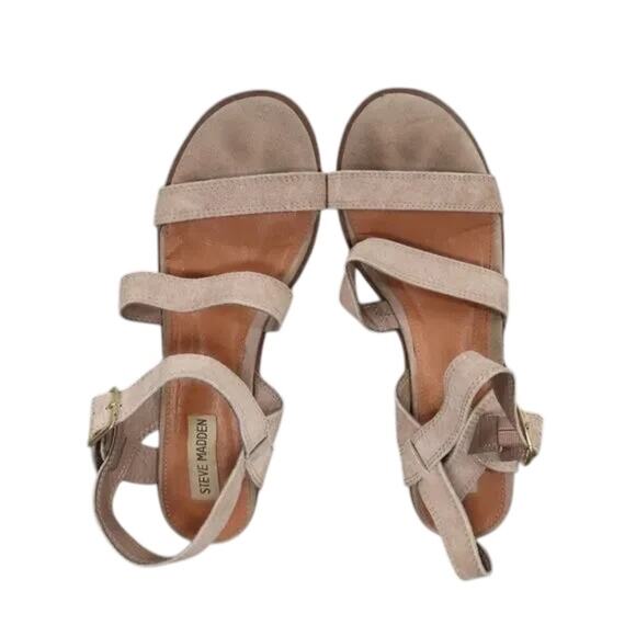 Steve Madden Shoe Women 8.5 Sandal Fashion Block Heel Buckle Strap Leather Rayme - Picture 4 of 12